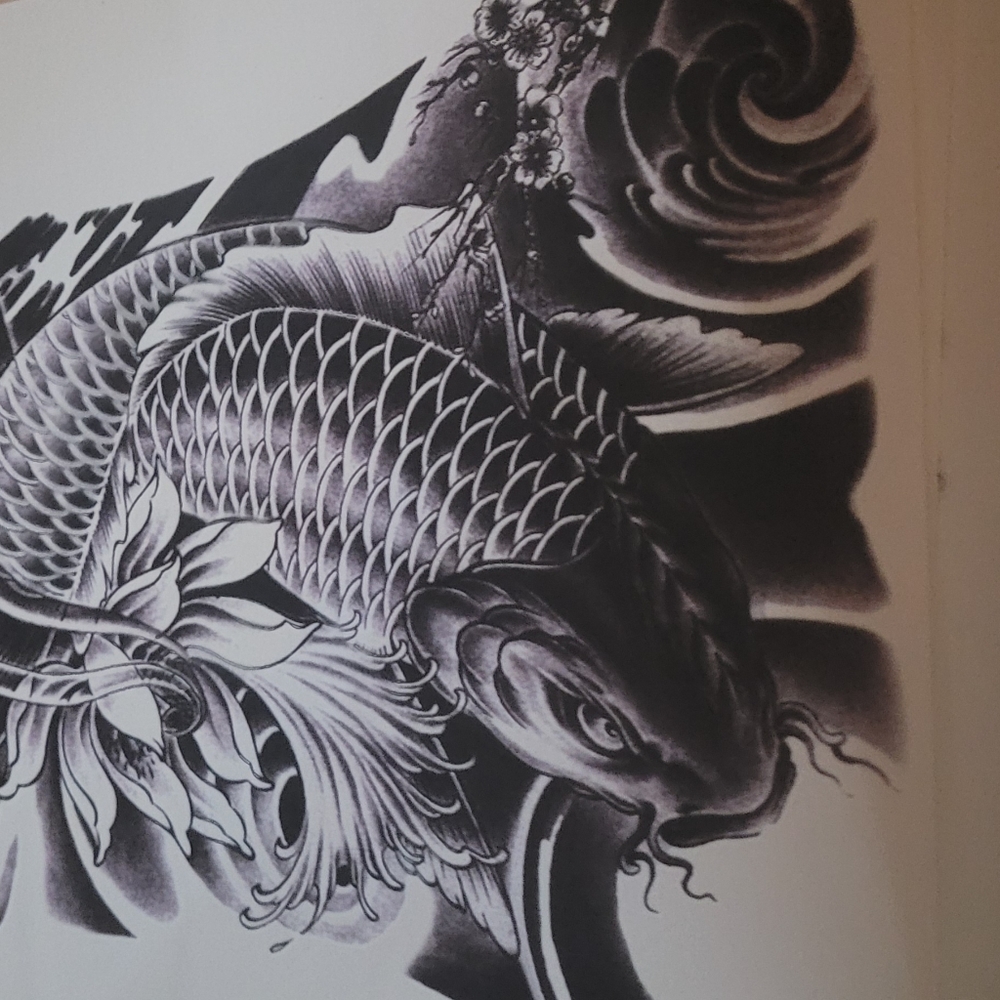 B1G2F Black Koi Temporary body tattoo